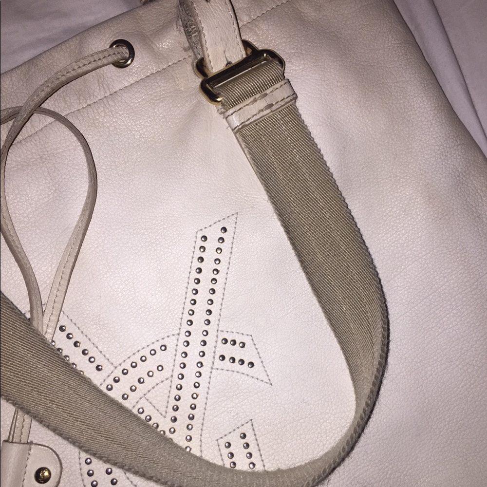 YSL White Studded Soft Leather Tote - Picture 2 of 8